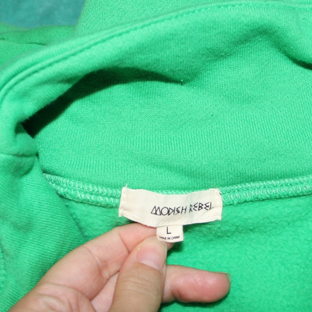 Green Cropped Quarter-Zip Pullover - image 6